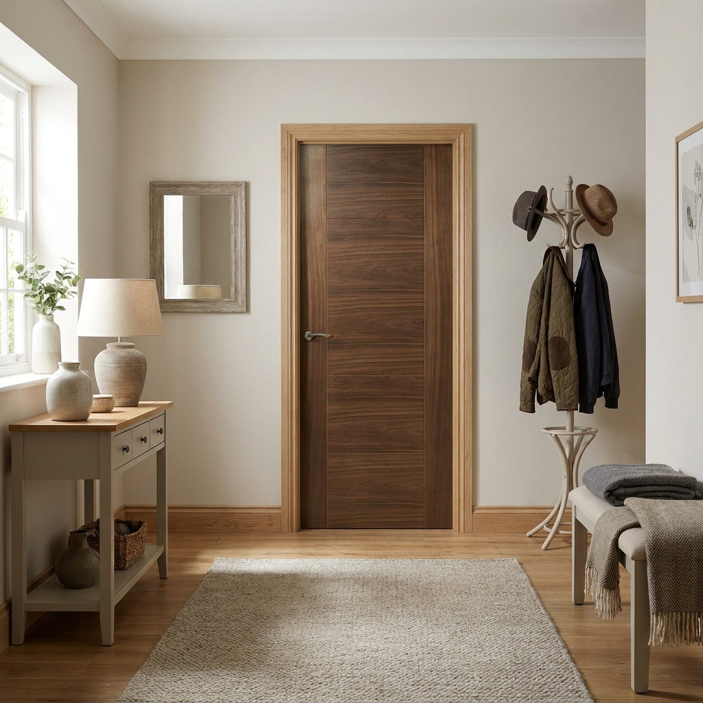Internal FD30 Fire Rated Walnut Door Fully Finished Solid Core