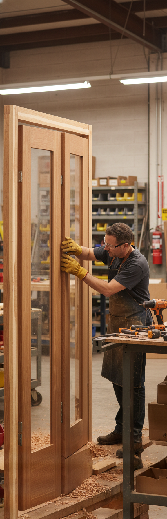 Premium Oak Faced Bifold Door with Engineered Core and Tempered Glass - Unfinished for Customization