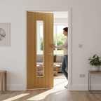 Premium Cottage Style Oak Internal Glazed Door with Clear Safety Glass Panel and Solid Core Construction