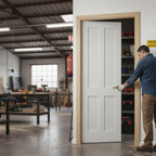 Premium 4 Panel White Fire Door with Timeless Panelling for Elegant Home Design - High-Quality Professional Grade for Industrial and Commercial App...