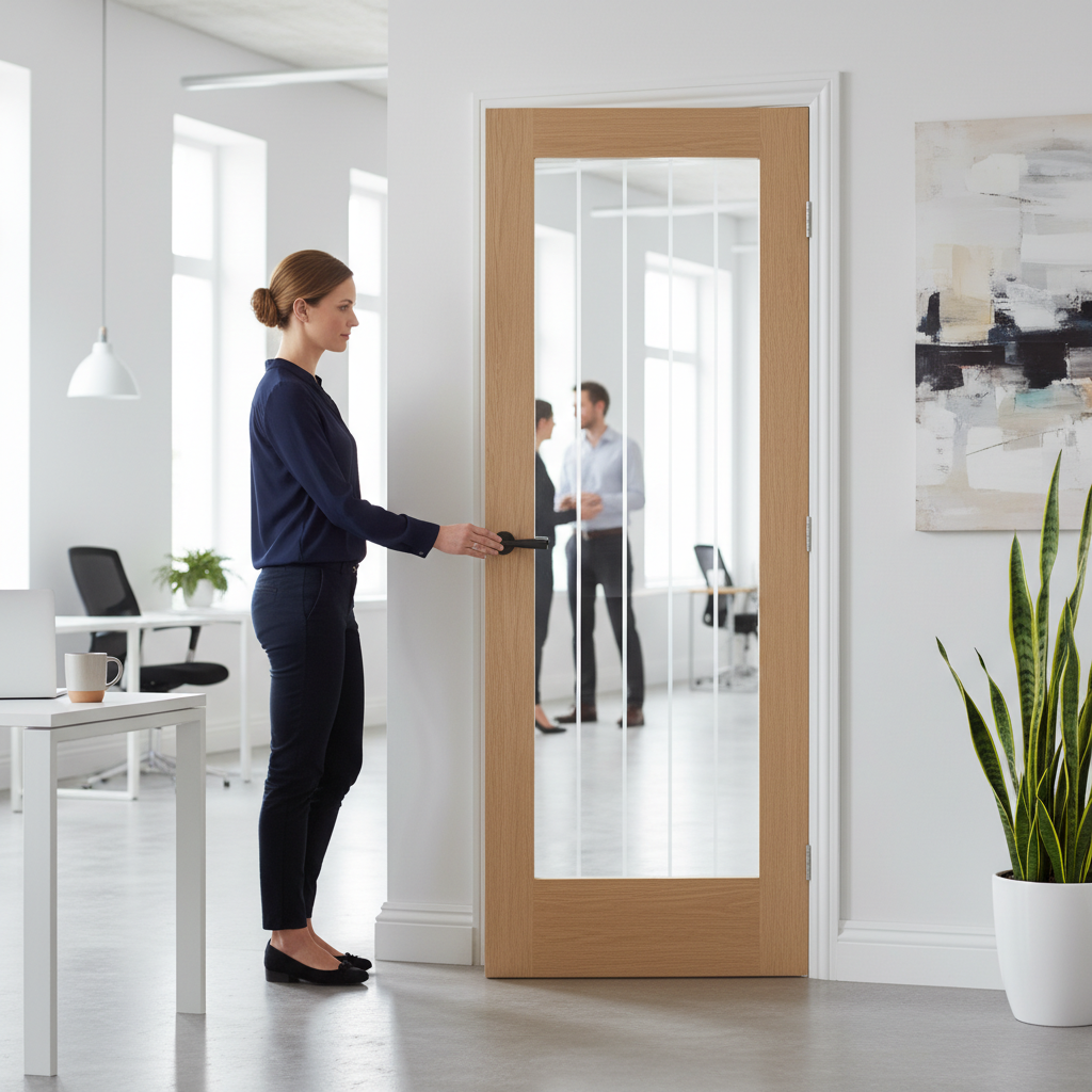 Premium 1 Light Door with Clear Etched Glass Design, A-Grade Oak Veneer and Engineered Construction for Strength and Stability