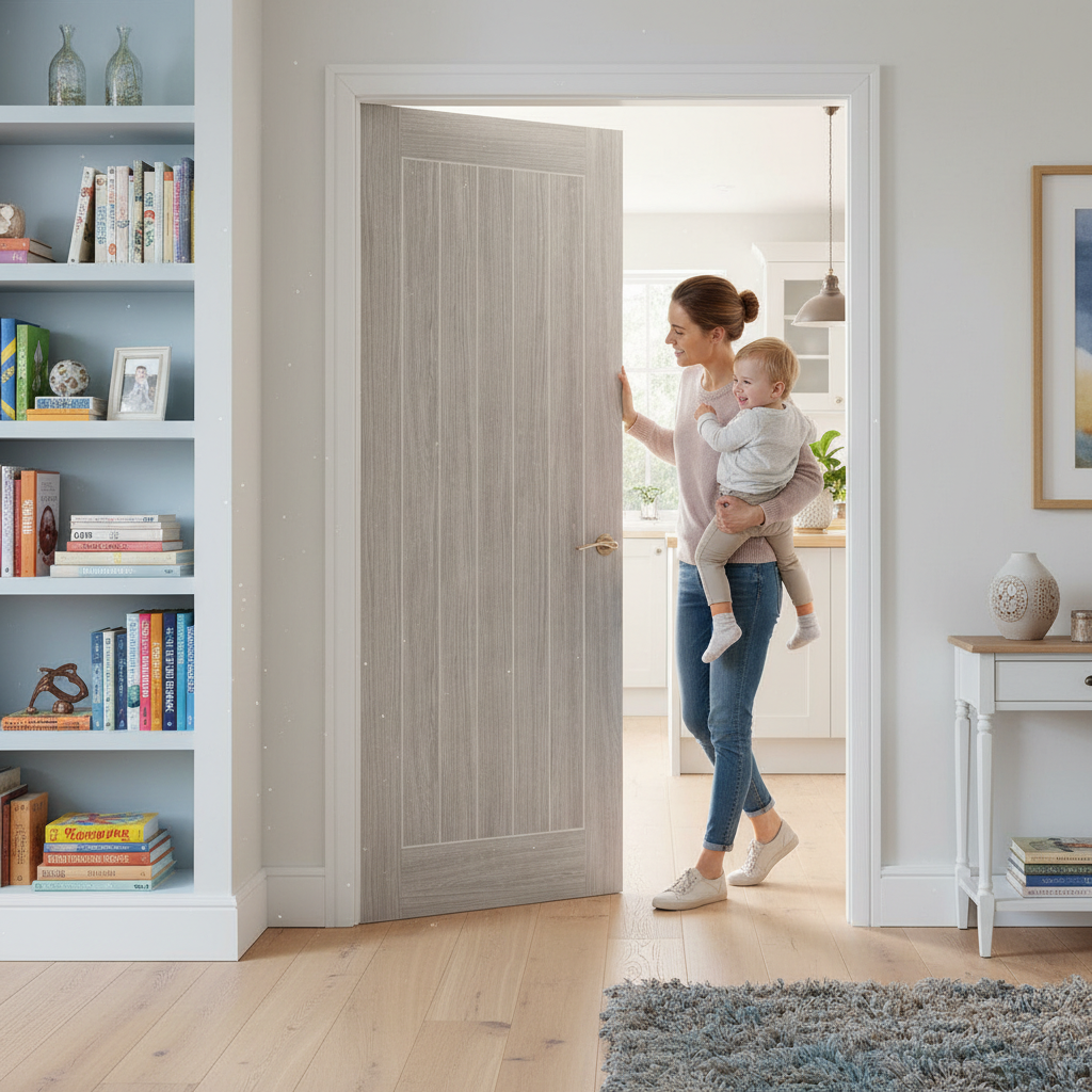 Premium Fully Finished Laminated Light Grey Internal Door for Modern Interiors - High-Quality Professional Grade for Industrial and Commercial Appl...