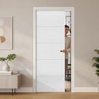 Premium 5 Panel Pocket Door Set with Galvanized Steel Frame, Adjustable Protrusion, and 15-Year Guarantee