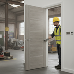 Premium Light Grey Laminate Fire Door with 30-Minute Fire Rating and Contemporary Design