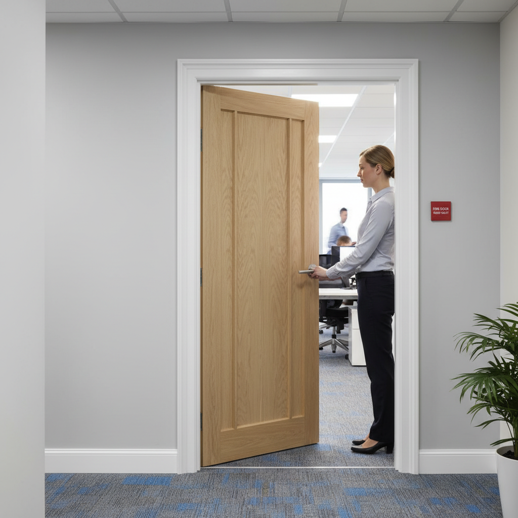 Premium Fully Finished Oak Fire Door with Decorative Beading and 30 Minutes Fire Rating for Safety