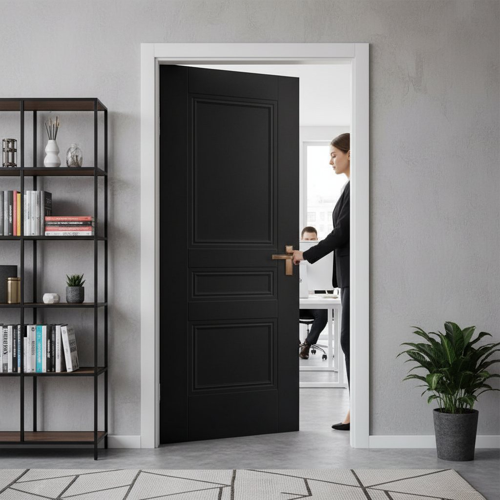 Premium Internal Fully Finished 3 Panel Elegance Door - Jet Black with Lifetime Guarantee for Modern Interiors