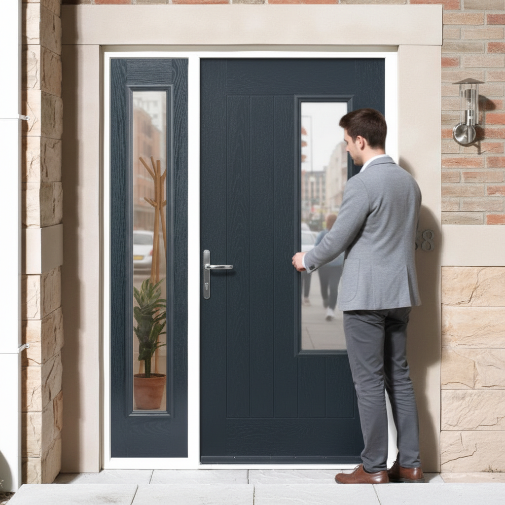 Premium Frosted Glazed Grey Composite Sidelight for Contemporary Openings with Low U Value and Easy Installation