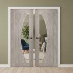 Premium Contemporary White Grey Laminated Door Pair with Clear Glazed Design and Hard Wearing Performance