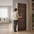 Internal Walnut Fully Finished 5 Panel Door with Solid Engineered Core and Trimming Capability - Image 2