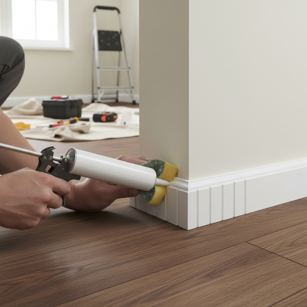 Premium 2.4m White Painted Ribbed Base Moulding 14mm x 91mm for Elegant Interior Finishes