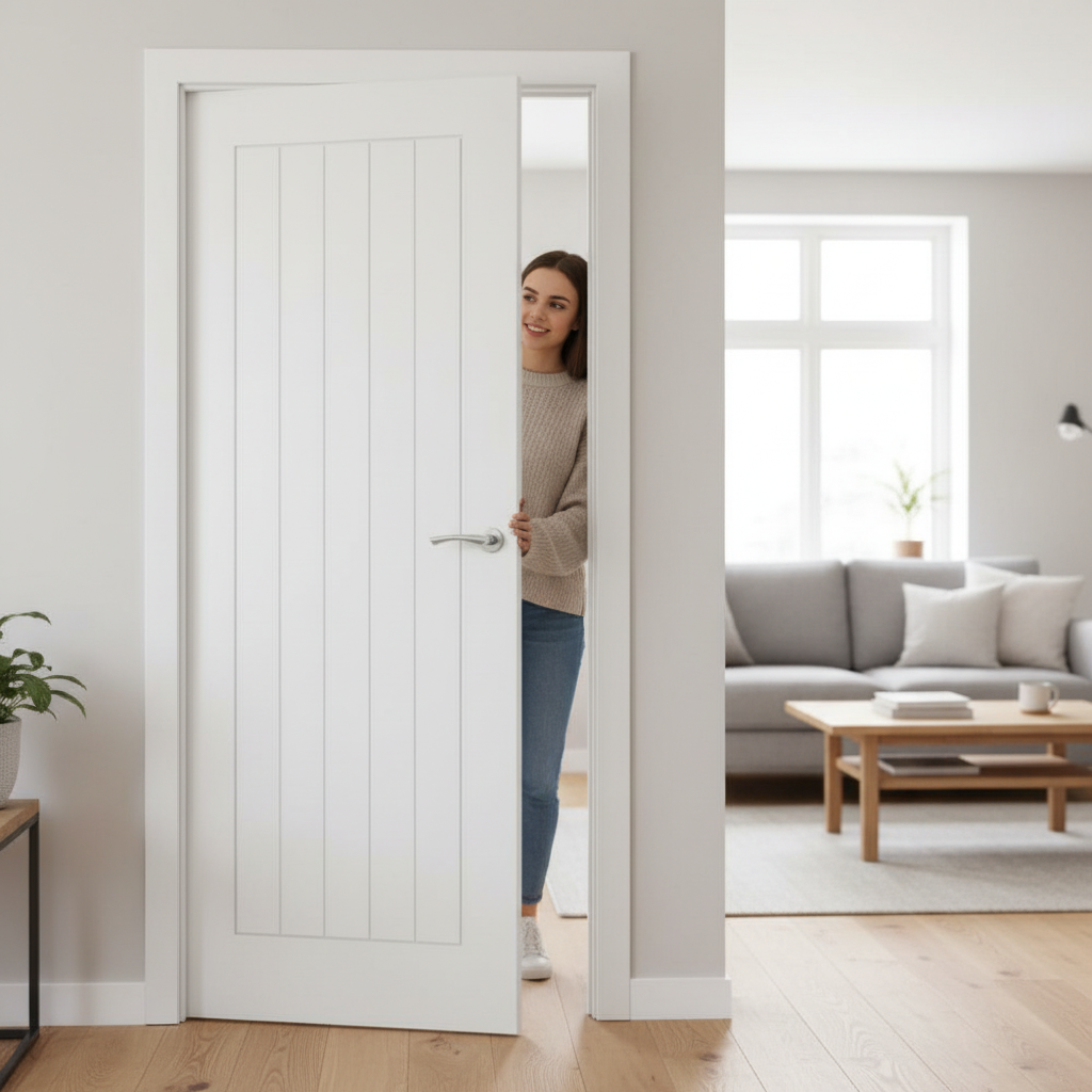 Internal Moulded Smooth Cottage 5 Panel Door - White Primed Finish, Classic Design, Durable Construction - Image 2