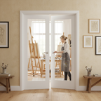 Premium White French Doors with Etched Glass - Contemporary Style for Bright Interiors
