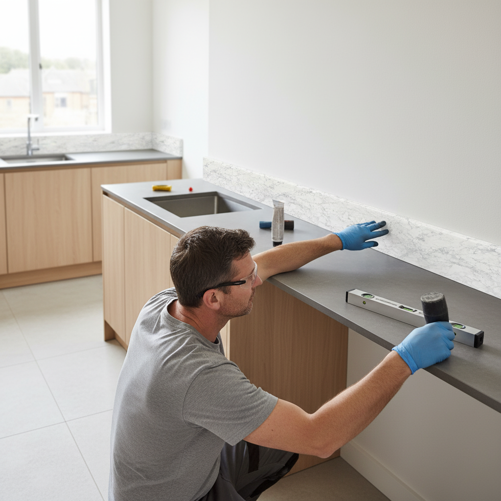 Premium 3000mm Rounded Edge Upstand with Realistic Stone Effect for Modern Kitchens