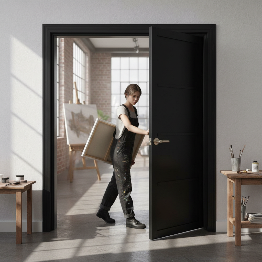 Premium Fully Finished Industrial Studio 4 Panel Pair Door for Interior Use - Durable and Stylish Design - Image 2