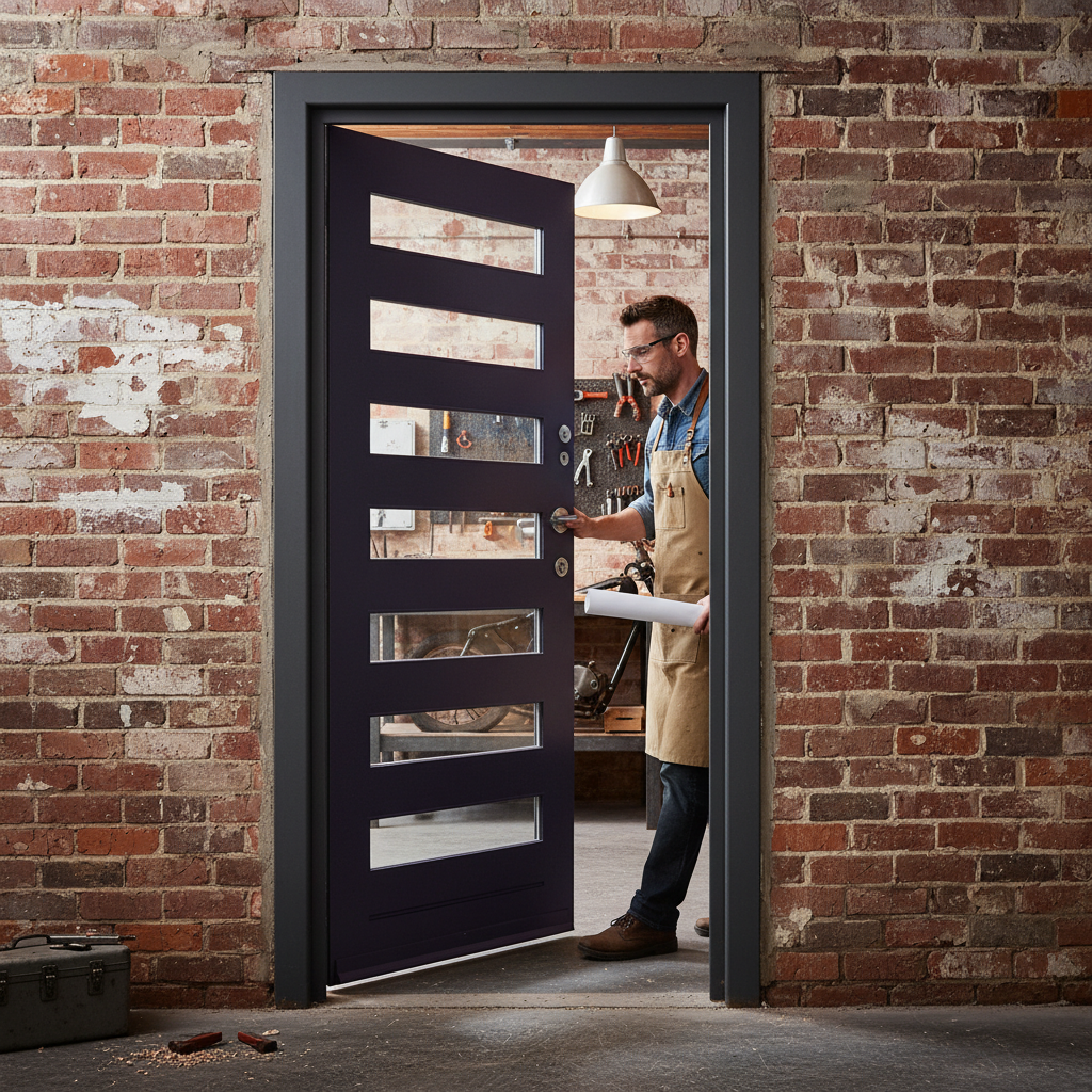 Premium Custom Made 7 Light External Door - Solid Merbau Hardwood with Double Glazed Glass and Custom RAL Color Options