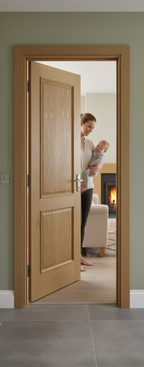 Premium 2 Panel Internal Fire Door with Real American White Oak Veneer, 30-Minute Fire Rating and Customizable Finish Options