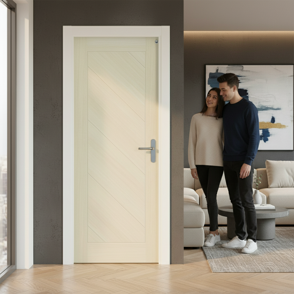 Premium Internal Fully Finished Endure Laminate Fire Door with Blonde Oak Finish and FD30 Fire Resistance