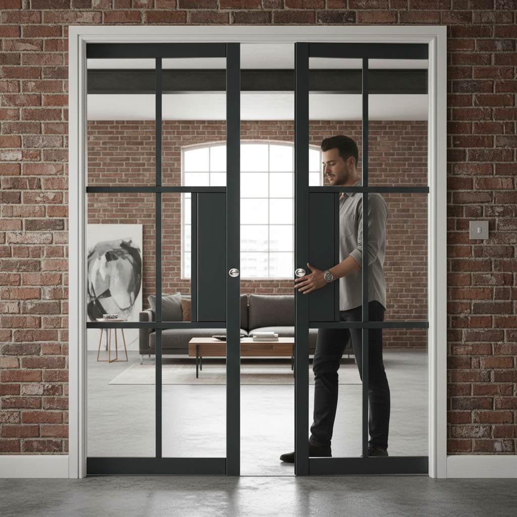 Premium Double Pocket Door Set with Galvanised Steel Frame and Adjustable Jambs for Easy Installation
