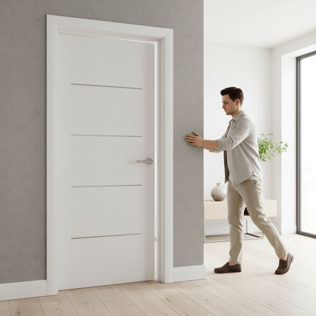 Premium Fully Finished White Door with Real Aluminium Inlays - Custom Sizes Available