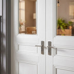 Internal French Door with 1 Light Clear Toughened Glass, White Primed, Engineered Core - detail view