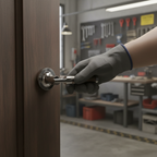 Premium Round Lever Fire Door Handle Set with Two-Tone Finish and Ball Bearing Hinges for 30 & 60 Minute Doors
