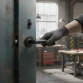 Premium Industrial Round Lever Door Handle Set - Matt Black with Magnetic Device for Seamless Door Functionality