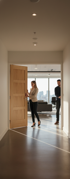 Premium Contemporary 4 Panel Fire Door with Recessed Design for Enhanced Aesthetics in Homes and Apartments