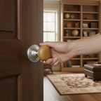 Premium Wooden Door Knob on Rose with Satin Chrome Stem - Traditional & Modern Design