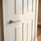 Internal White Door Fully Finished Textured 4 Panel Square Top Design - detail view