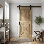 Internal Pine Barn Door, Carbonised, 1 Panel X Brace, Unfinished