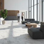 Premium 5mm Embossed Purecoat Rigid Core Vinyl Flooring with White Marble Finish for Modern Interiors