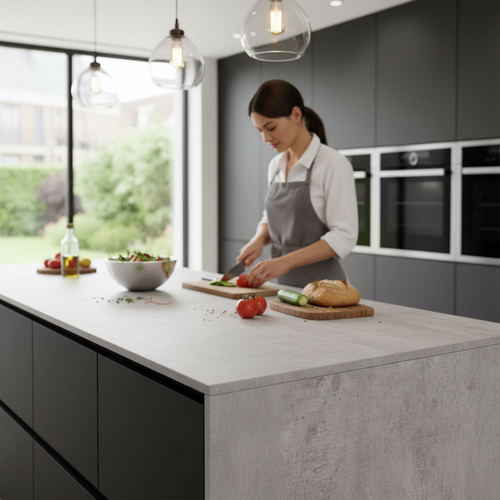 Premium Compact Square Edge Laminate Worktop 3050mm x 650mm x 12.5mm with Stone Effect Finish for Modern Kitchens - Image 2