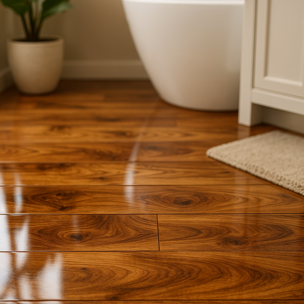 Water-Resistant High Gloss Laminate Flooring 8.5mm, 1383 x 244mm, Lifetime Guarantee - detail view