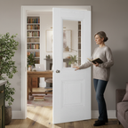 Premium Grained White Internal Door with Clear Bevelled Glazing and Engineered Construction for Strength and Stability