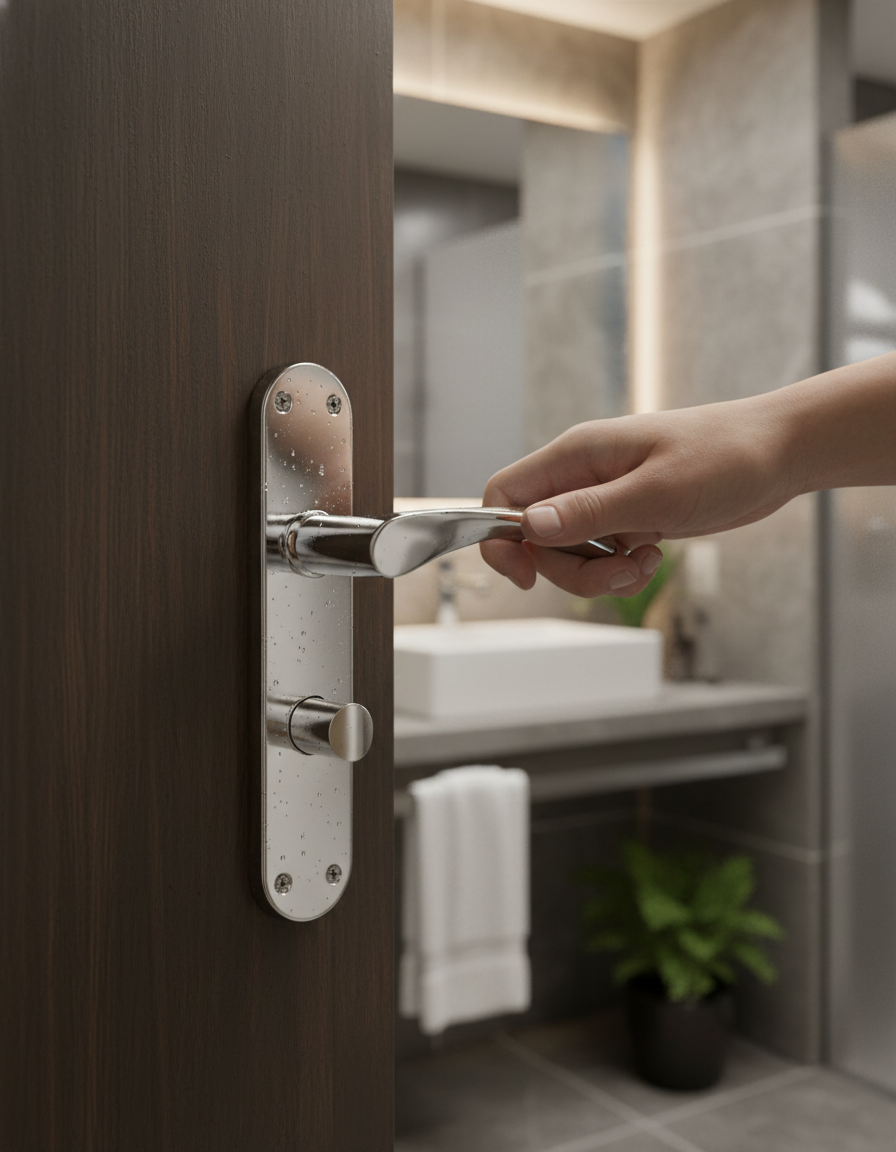 Premium Lever On Backplate Bathroom Lock with Polished Chrome Finish - Available in Multiple Variations