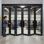 Premium Industrial Style Folding Doors with Clear Glass - 5 Leaf Configuration, Top-Hung Design, and Customizable Finishes