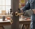 Premium Round Rose Privacy Lever Door Handle Set with Matt Bronze Finish for Elegant Interiors