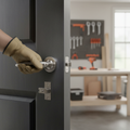 Premium Lever On Round Rose Handle Set - Two-Tone Nickel with Latch and Hinges for Internal Doors