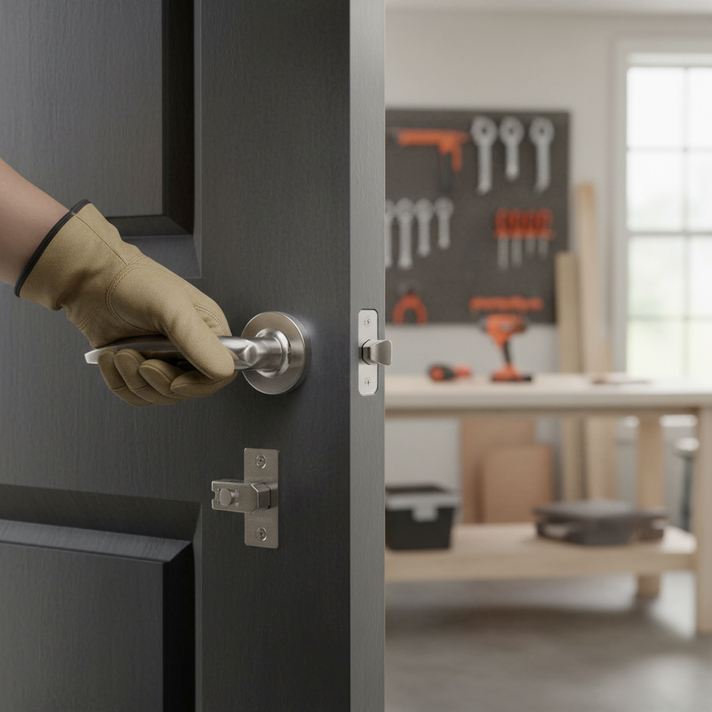 Premium Lever On Round Rose Handle Set - Two-Tone Nickel with Latch and Hinges for Internal Doors