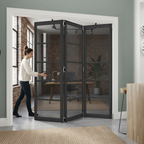 Premium Black Tinted Glazed Room Divider with Bi-Folding Doors and High-Quality Track System for Flexible Space Solutions