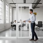 Premium White Tinted Glazed Industrial Style Door - Solid Core with Asymmetrical Profile and 10-Year Warranty