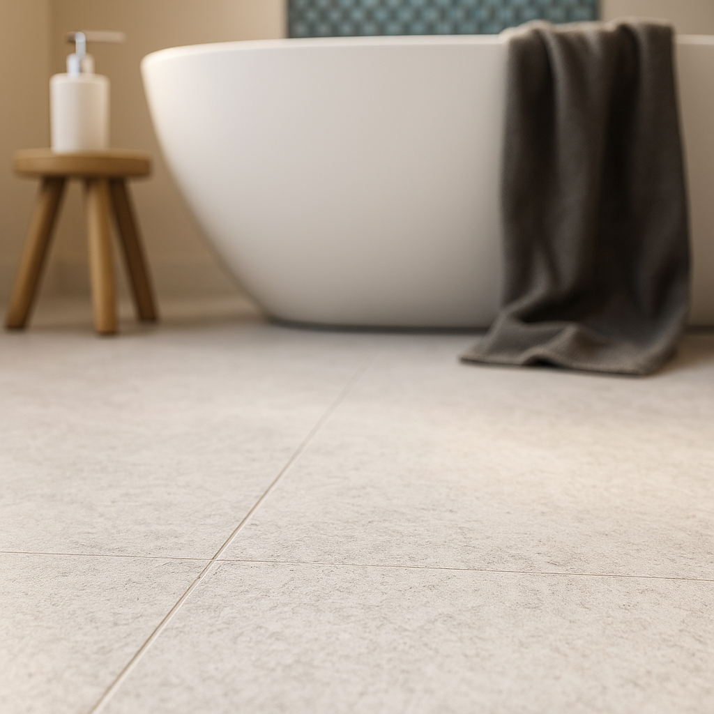 White Granite Vinyl Flooring 5mm Thick 100% Waterproof 4v Bevel Edge - detail view