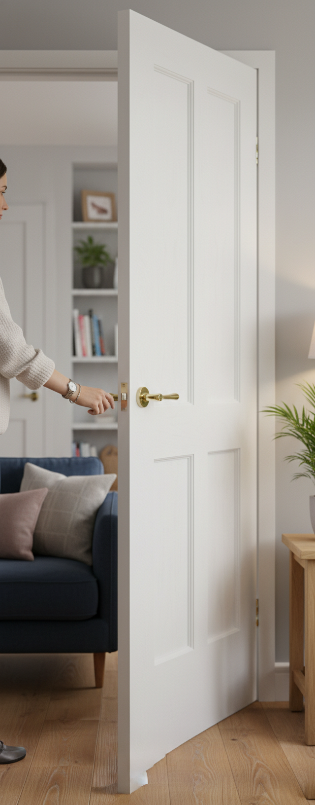 Premium Oak Internal Fire Door with Flat Panel Design and White Primed Finish for Enhanced Stability and Performance