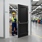 Premium Fully Finished Black Fire Door with Distinctive Raised Moulding and Third-Party Certification
