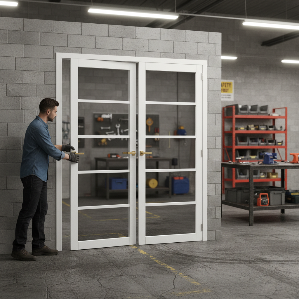 Premium Custom Made Industrial Style Door Pair - White Primed 5L with Solid Softwood Core and Pocket Door Compatibility