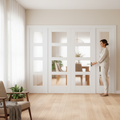 Premium Internal Room Divider Set with Four Obscure Glass Panels, White Primed Finish for Elegant Space Separation