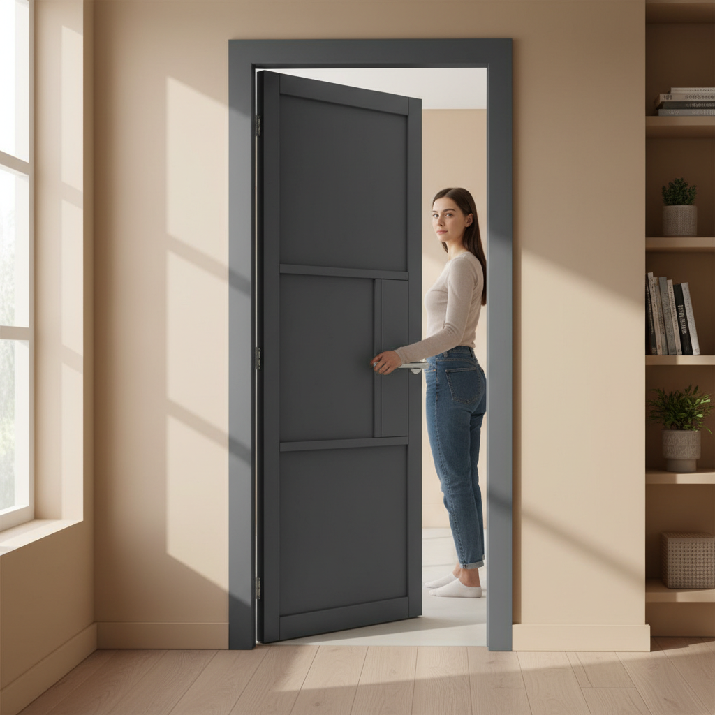 Premium Graphite Grey Laminate Internal Door with Solid Construction and Industrial Style Design