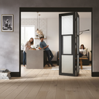 Premium Industrial Style 3 Door Folding Doors with Reeded Glass and Adjustable Frame Options