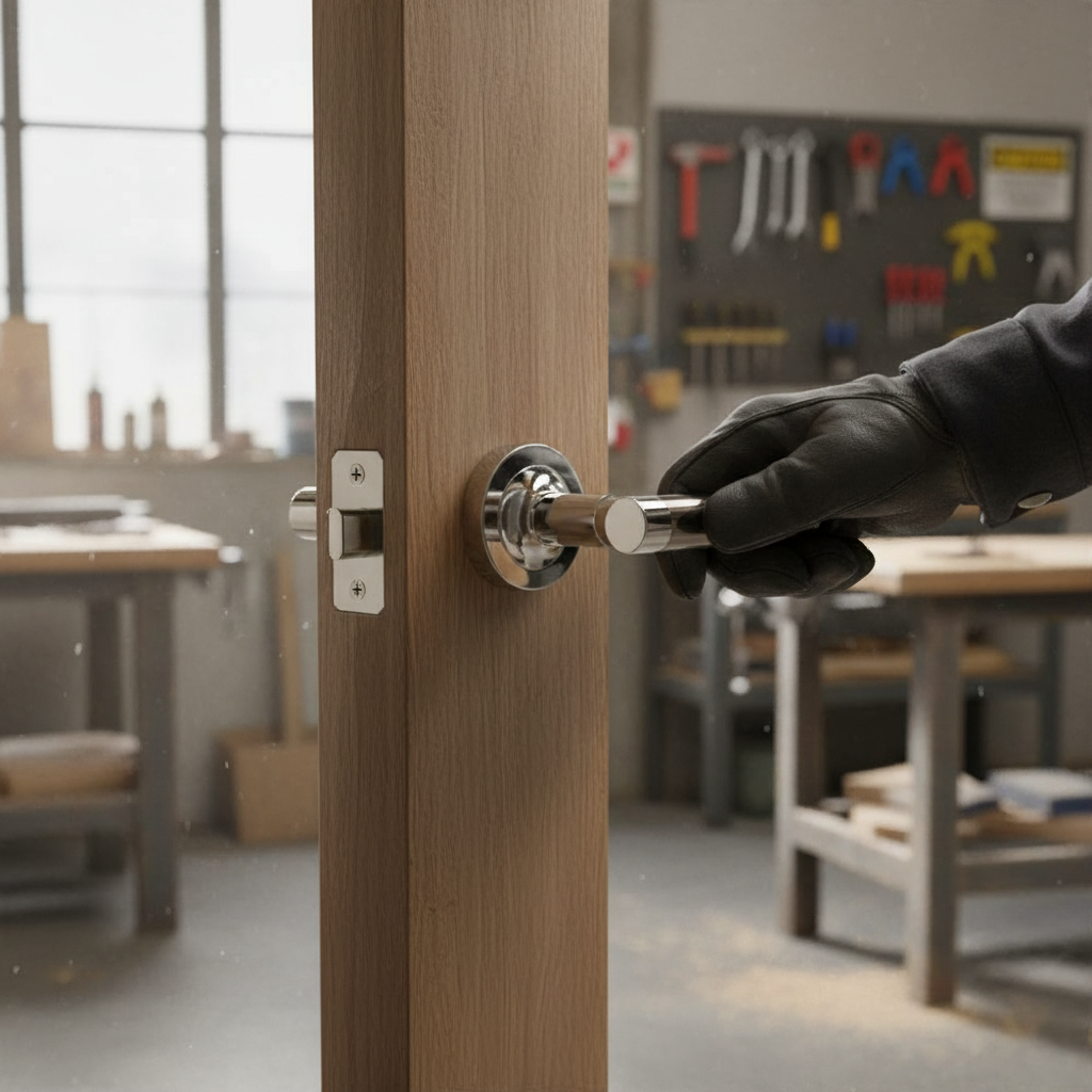 Premium Round Lever Door Handle Set with Two-Tone Finish and Ball Bearing Hinges for Fire Door Applications