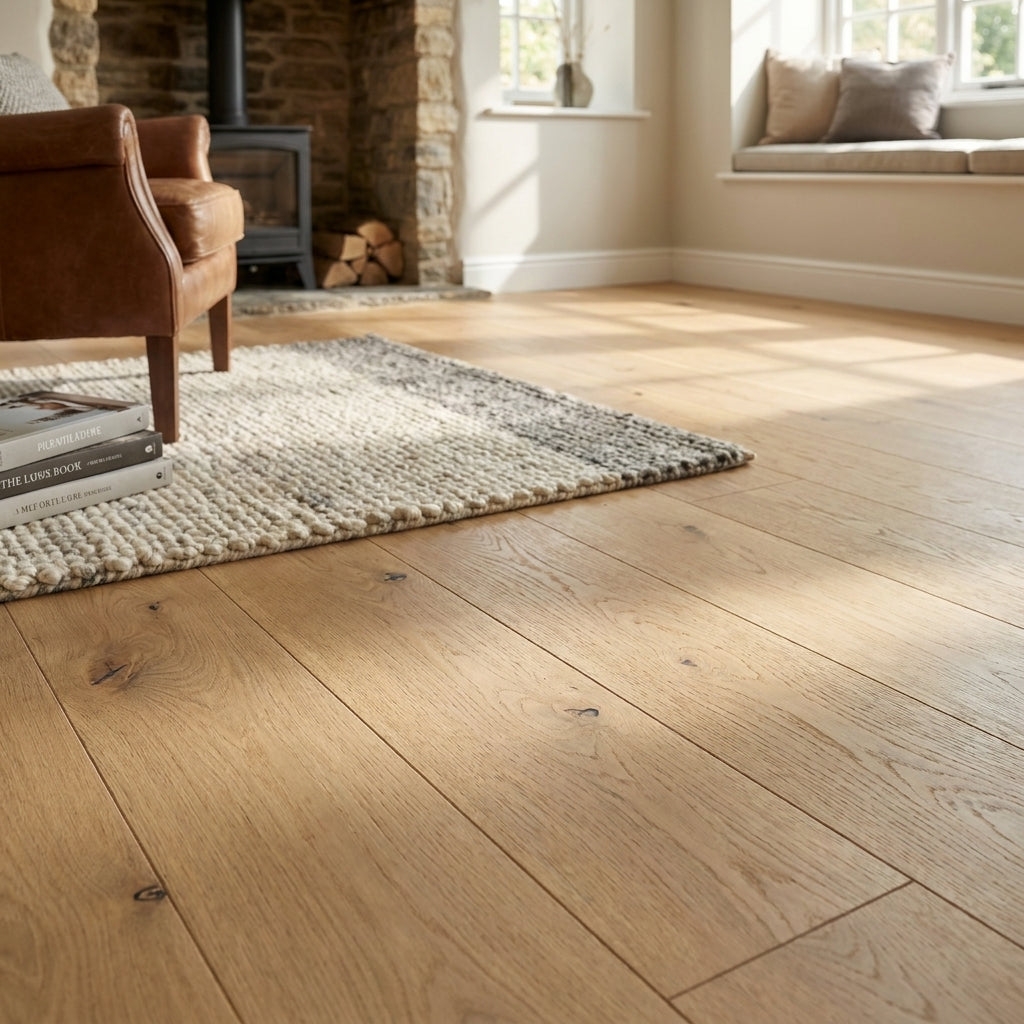 10mm Handscraped Moisture Resistant Laminate Flooring Ethereal Oak 1288x195mm - detail view